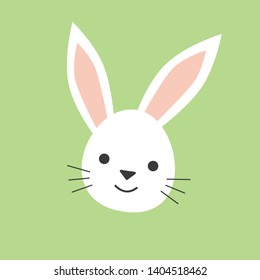 Bunny. Head bunny. Icon. Green background. Vector illustration. EPS 10.