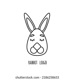 Bunny Head Icon. Hare Sign Drawn In Outline Style. Rabbit Vector Illustration Isolated On White Background.