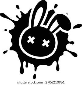 Ilustración vectorial de salpicadura de tinta de cabeza de conejo