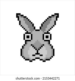 Bunny head with pixel art. Vector illustration.