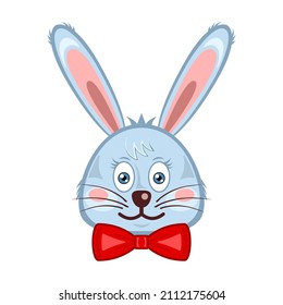 Caricatura de conejo en la cabeza de conejo conejo en fondo blanco aislado
