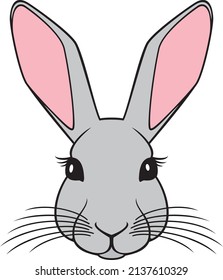 Bunny head. Rabbit face color vector illustration