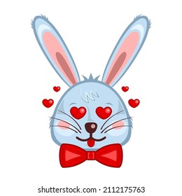 Bunny head rabbit face love cartoon isolated white background