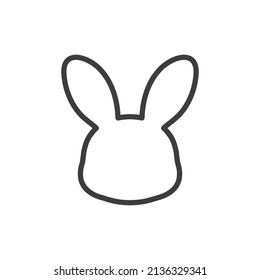 Bunny Head Silhouette Line Art Icon