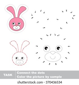 Bunny Head in vector to be traced by numbers. Vector visual game.