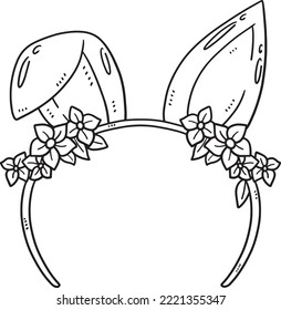 Bunny Headband Isolated Coloring Page for Kids