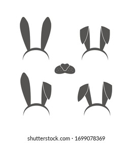 Bunny hears icon set over white
