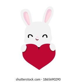 
conejito con corazón sobre fondo blanco