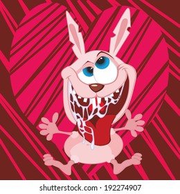 Bunny and heart with pink background