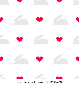 Bunny and heart. seamless background. EPS 10