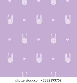 Bunny and heart seamless pattern 