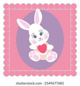 bunny with heart valentines day, banny valentines day, baby rabbit,mothers day