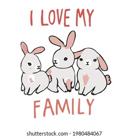 BUNNY HEARTS, SLOGAN PRINT VECTOR