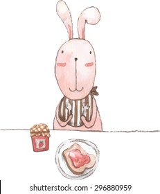 Bunny and her breakfast