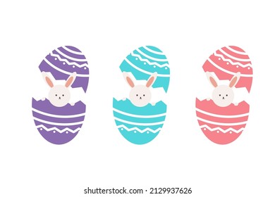 Bunny hiding in easter eggs flat .