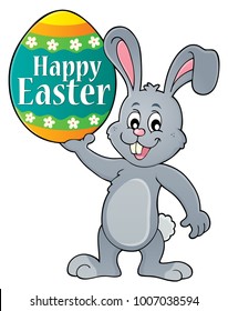 Bunny holding big Easter egg topic 4 - eps10 vector illustration.