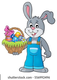 Bunny holding Easter basket theme 1 - eps10 vector illustration.