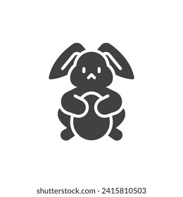 Bunny holding an Easter egg vector icon. filled flat sign for mobile concept and web design. Easter Bunny glyph icon. Symbol, logo illustration. Vector graphics