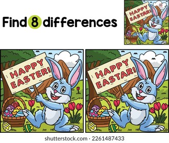 Bunny Holding Happy Easter Find The Differences