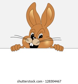 bunny holding a paper and smiling - vector illustration