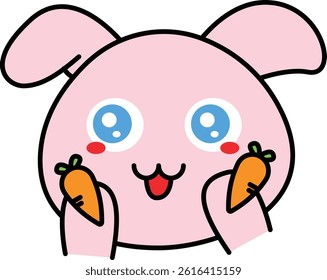 Bunny Holding Two Carrots Illustration