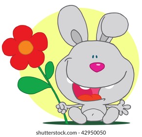 Bunny holds flower