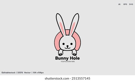 Bunny hole colorful logo design vector illustration 