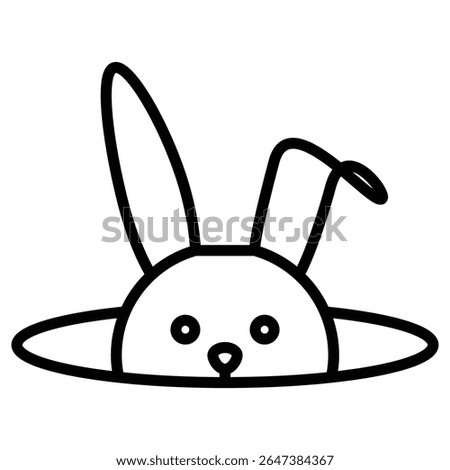Bunny in hole icon outline set sign