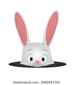 Bunny in hole. vector illustration