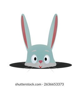 Bunny in hole. vector illustration	
