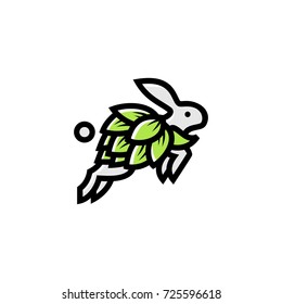 bunny hop brew vector illustration logo icon template