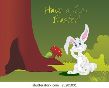 bunny house in the tree vector illustration