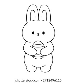 Bunny Hugging Easter Egg Coloring Page for Kids. Bunny with Easter Egg Coloring pages for kids. Trace and color Bunny Easter. Bunny Coloring Page for Easter Activity Printable. 