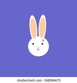 Bunny icon, angry rabbit, flat design template, vector illustration
