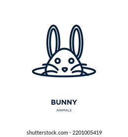 bunny icon from animals collection. Thin linear bunny, rabbit, animal outline icon isolated on white background. Line vector bunny sign, symbol for web and mobile