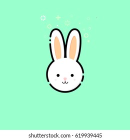 Bunny icon, flat design template, vector illustration