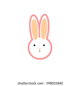Bunny icon, isolated sticker, flat design template, vector illustration