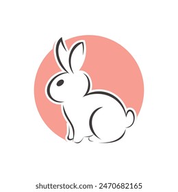 bunny icon logo design with simple concept