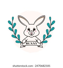 bunny icon logo design with simple concept