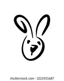 bunny icon. rabbit cartoon logo isolate. vector flat style illustration. pet outline. symbol of 2023