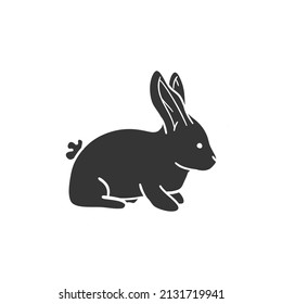 Bunny Icon Silhouette Illustration. Rabbit Animal Pet Vector Graphic Pictogram Symbol Clip Art. Doodle Sketch Black Sign.