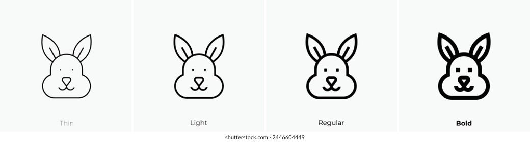bunny icon. Thin, Light Regular And Bold style design isolated on white background