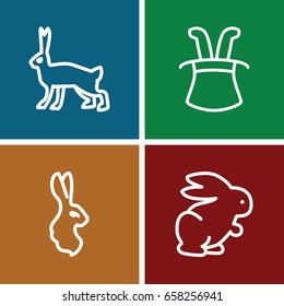 Bunny icons set. set of 4 bunny outline icons such as rabbit