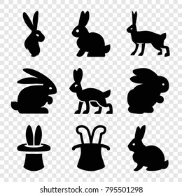 Bunny icons. set of 9 editable filled bunny icons such as rabbit