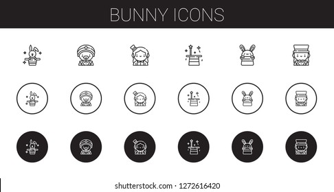 bunny icons set. Collection of bunny with rabbit, magician. Editable and scalable bunny icons.