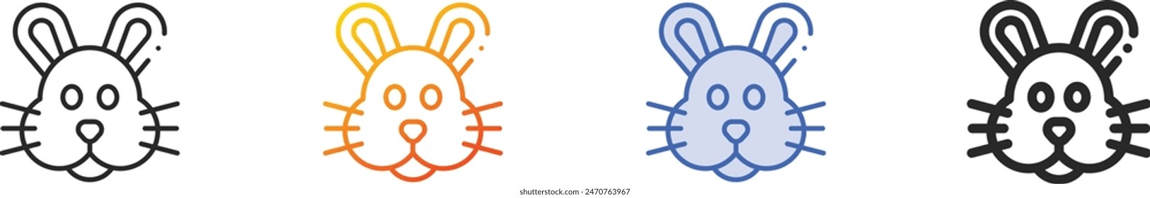 bunny icon.Thin Linear, Gradient, Blue Stroke and bold Style Design Isolated On White Background