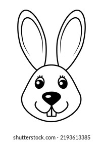 Bunny illustration. Black and white cute animal illustration.