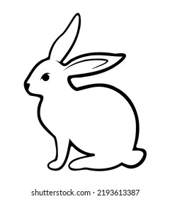 Bunny illustration. Black and white cute animal illustration.