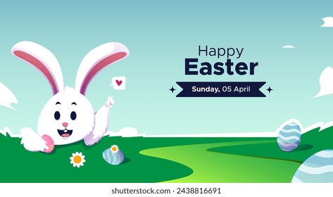 Bunny illustration with egg for easter day
