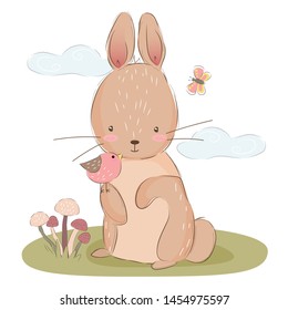 bunny illustration for personal project, background, invitation, wallpaper and many more